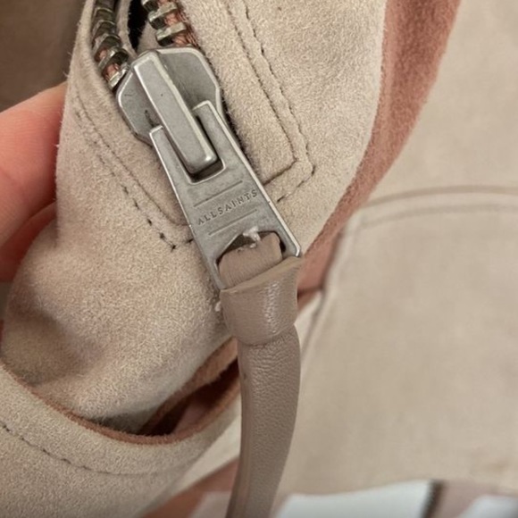 All Saints Pink Balfern Suede & Leather Biker Jacket - Size 4 - Picture 9 of 14